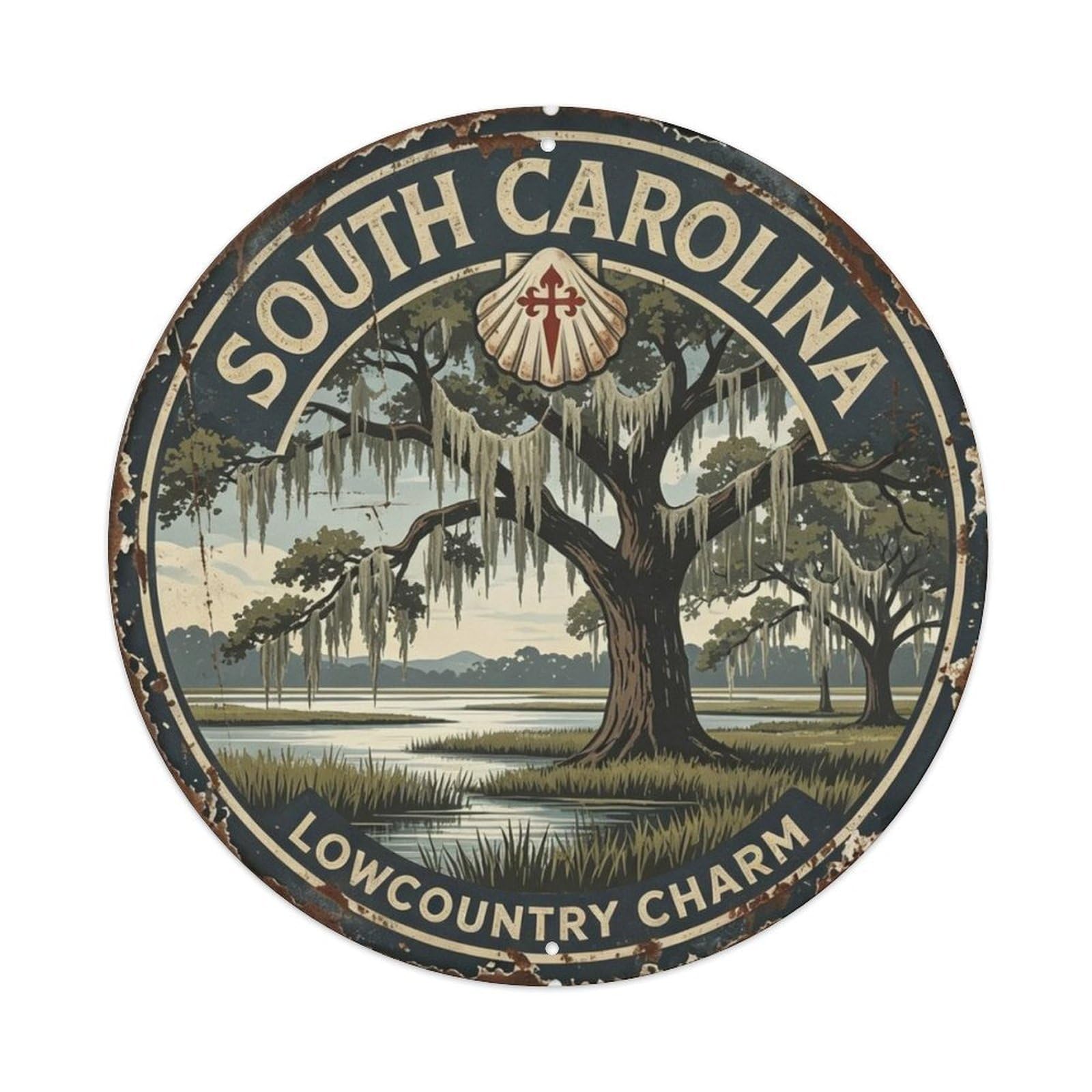 South Carolina Lowcountry Metal Tin Sign Plaque