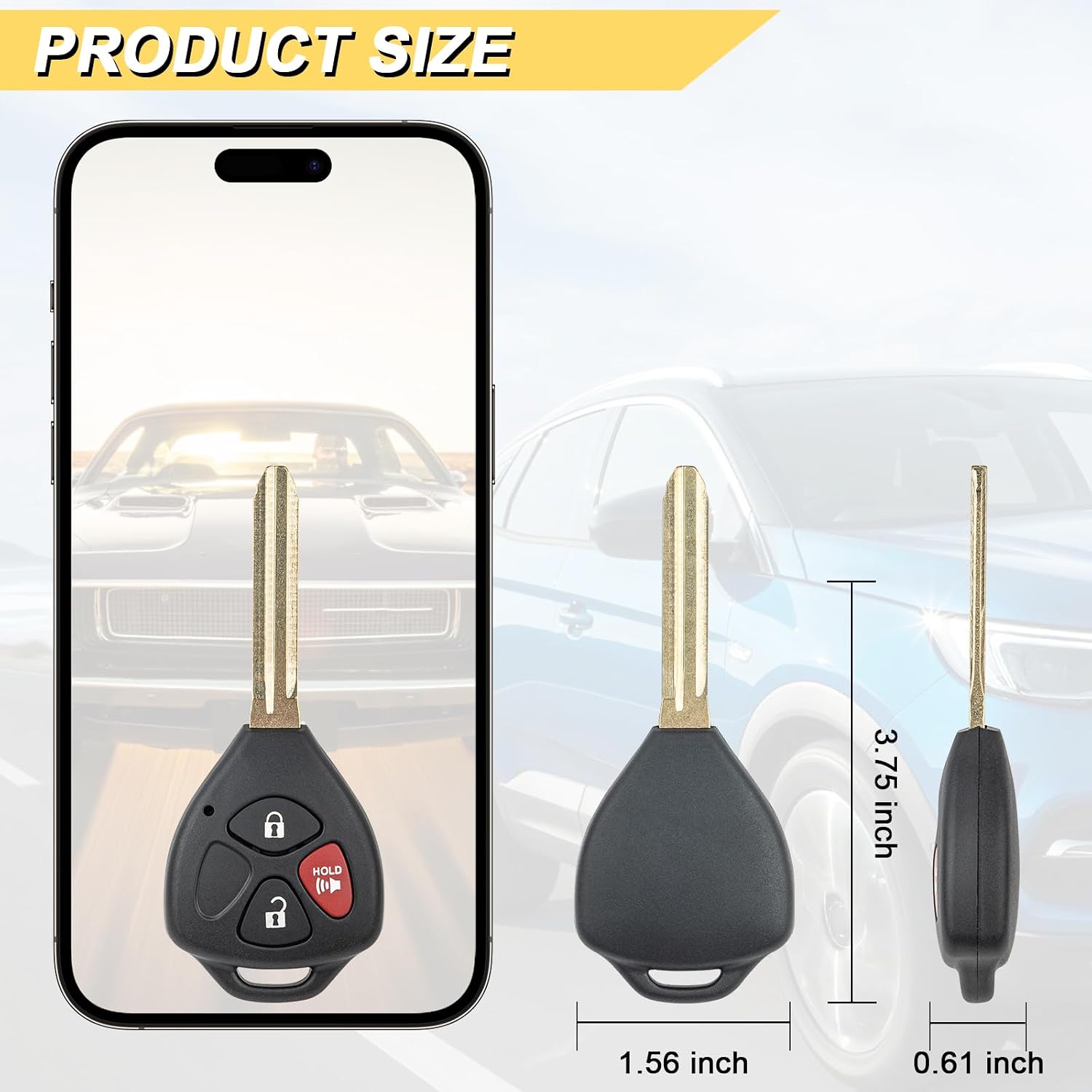 Vurkcy Key Fob Replacement for 2010-2019 Toyota 4Runner/ 10-14 Rav4/ 12-14 Yaris Car Keyless Entry Remote Control, HYQ12BBY HYQ12BDC, 3 Buttons, 2Pcs