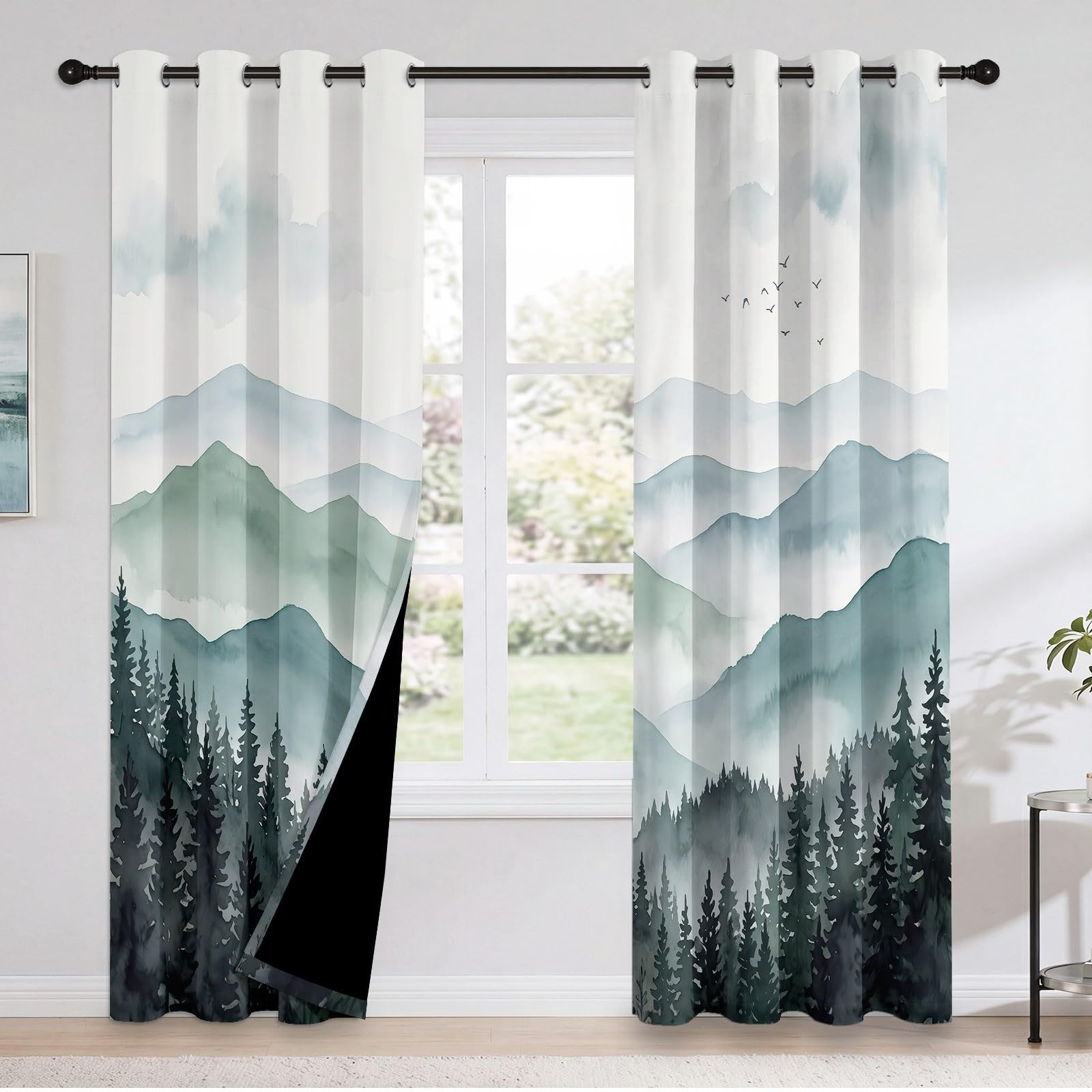 Góra dżungla mgła ptaki nieprzejrzysta zasłona wys. 175 x szer. 140 cm