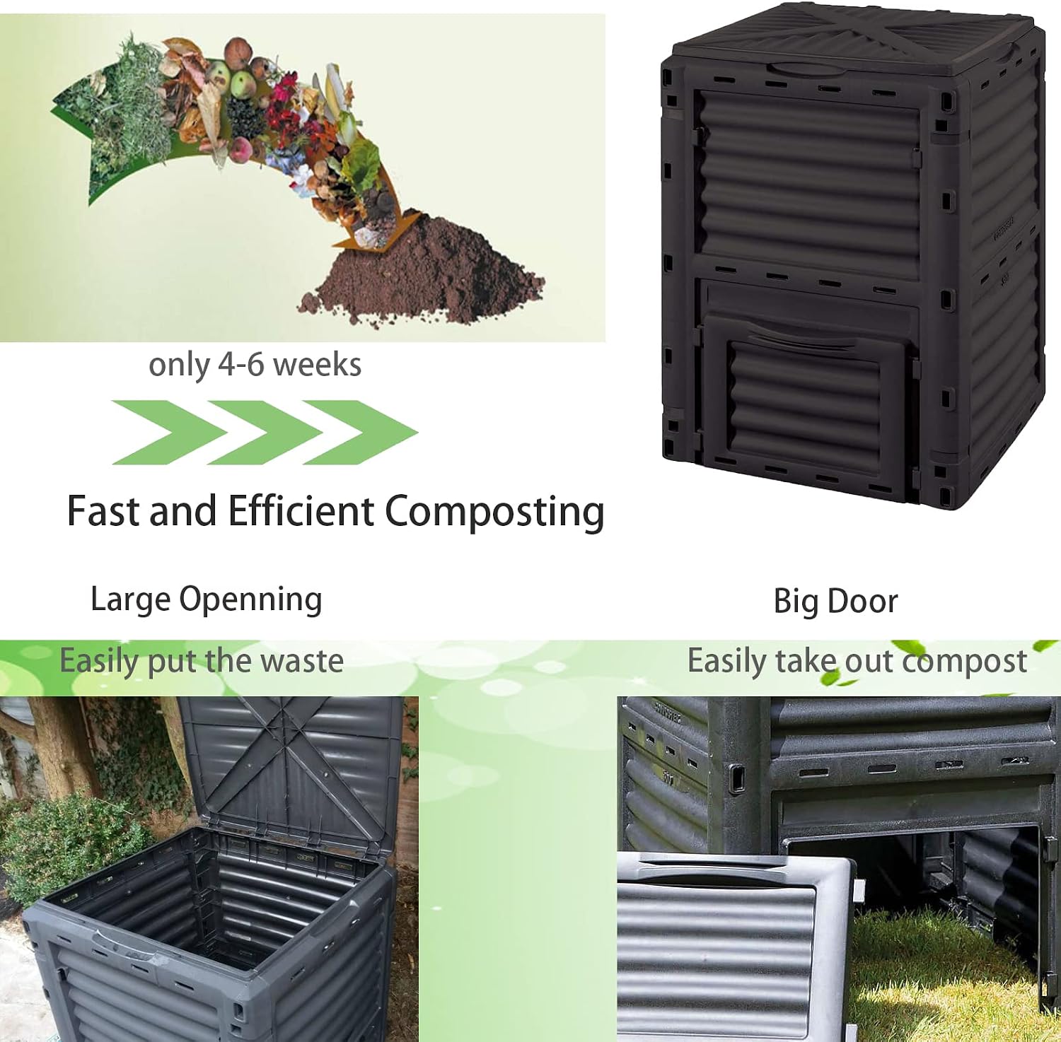 Bеѕt Dеаl Large Outdoor Compost Bin from BPA Free Material - 80 Gallon Garden Composter,Easy Assembly/Fast Creation of Fertile Soil/All-Season Compost Box Grеаtеѕt Prоduсt Large Outdoor Compost Bin from BPA Free Material - 80 Gallon Garden Composter,Easy Assembly/Fast Creation of Fertile Soil/All-Season Compost Box