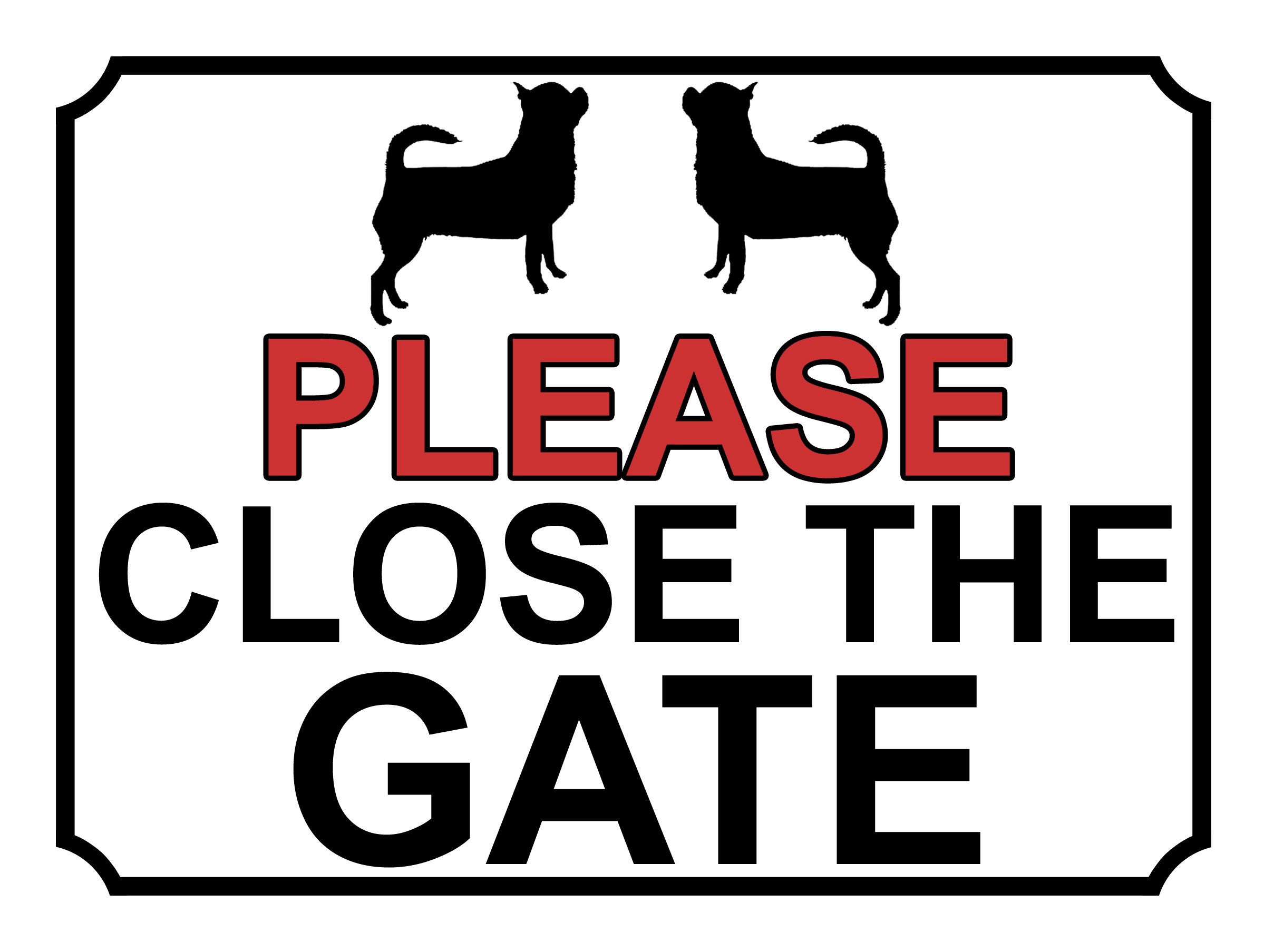 SHAWPRINT PLEASE CLOSE THE GATE DOG THEME METAL SIGN 200MM X 150MM (501H1), 8" x 6"