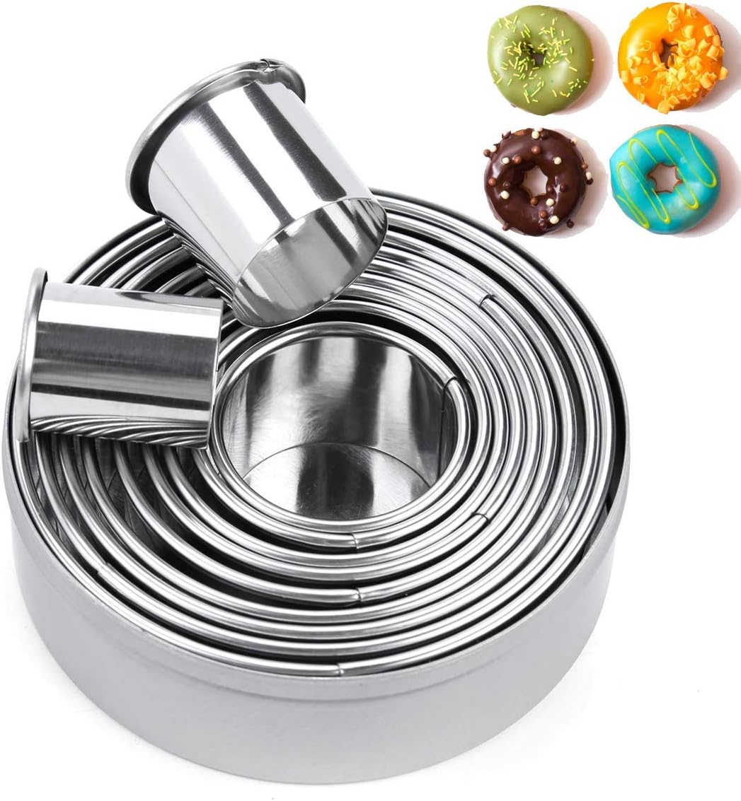 Round Cookie Biscuit Cutter Set of 12 Quality Circle Pastry Cutters