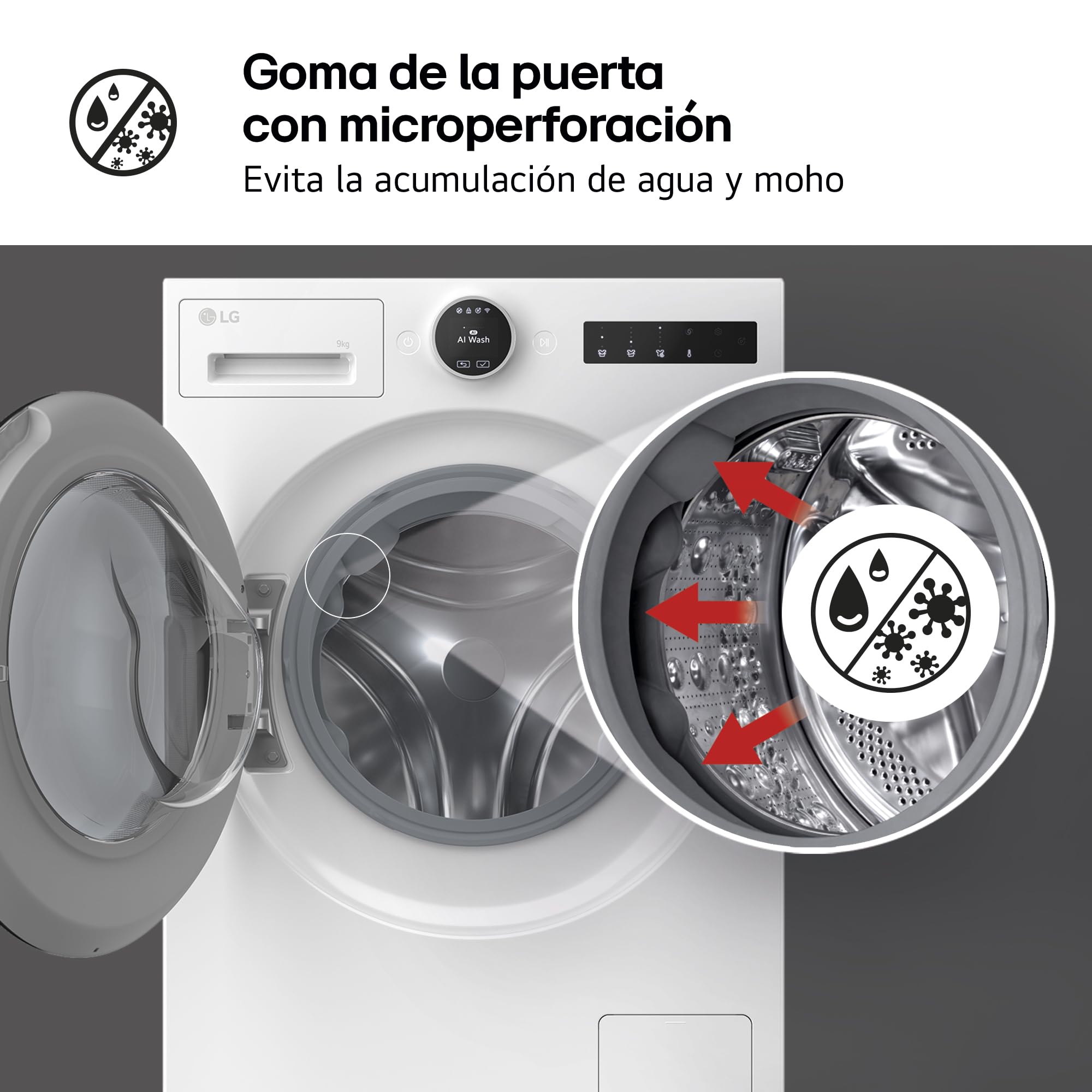 LG F4X9009TWCE Lavadora Inteligente, 9 Kg, 1400rpm, Carga Frontal, 23 Programas, AI Direct Drive, TurboWash 360º, 60% más eficiente que A, Serie 900, Blanca