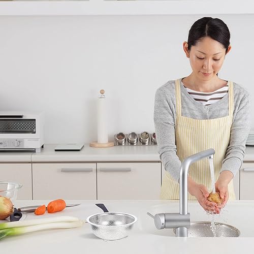 Miniatura 3 de Kichvoe Colador de acero inoxidable microperforado Metal Colador de alimentos Cesta de malla Red de arroz vegetal Cuenco de lavado con asa para