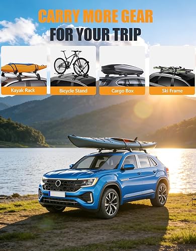 Miniatura 7 de KINGGERI Barras transversales de techo con cerradura de 260 libras compatibles con Volkswagen VW Atlas Cross Sport 2020 2021 2022 2023 2024 2025