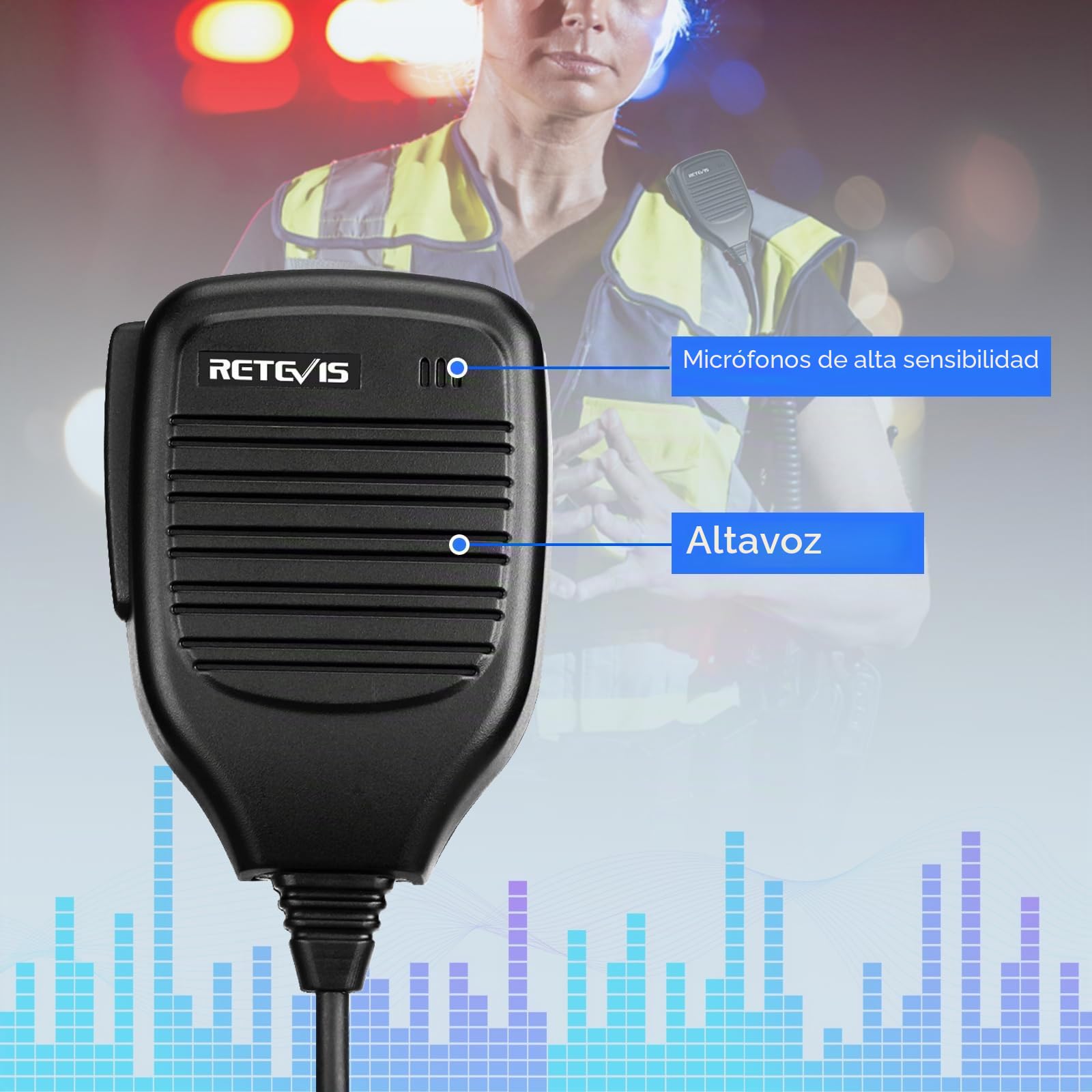 Retevis RT24 Walkie-Talkie Professionali Bundle con Microfono Altoparlante 2 Pin, PMR446 Licenza-Libera con Auricolare, 16 Canali CTCSS/DCS VOX, per Lunga Distanza (4 Radios + 2 Microfoni)
