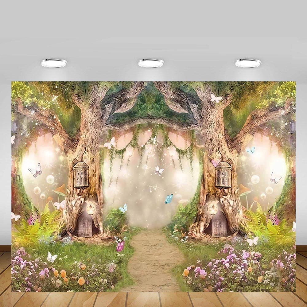 MEHOFOND 10x7ft Fairytale Forest Backdrops Wonderland Princess Photography Props Enchanted Fairy Flower Photo Background for Party Decoration Wallpaper Photo Shoots Studio Booth - Image 4