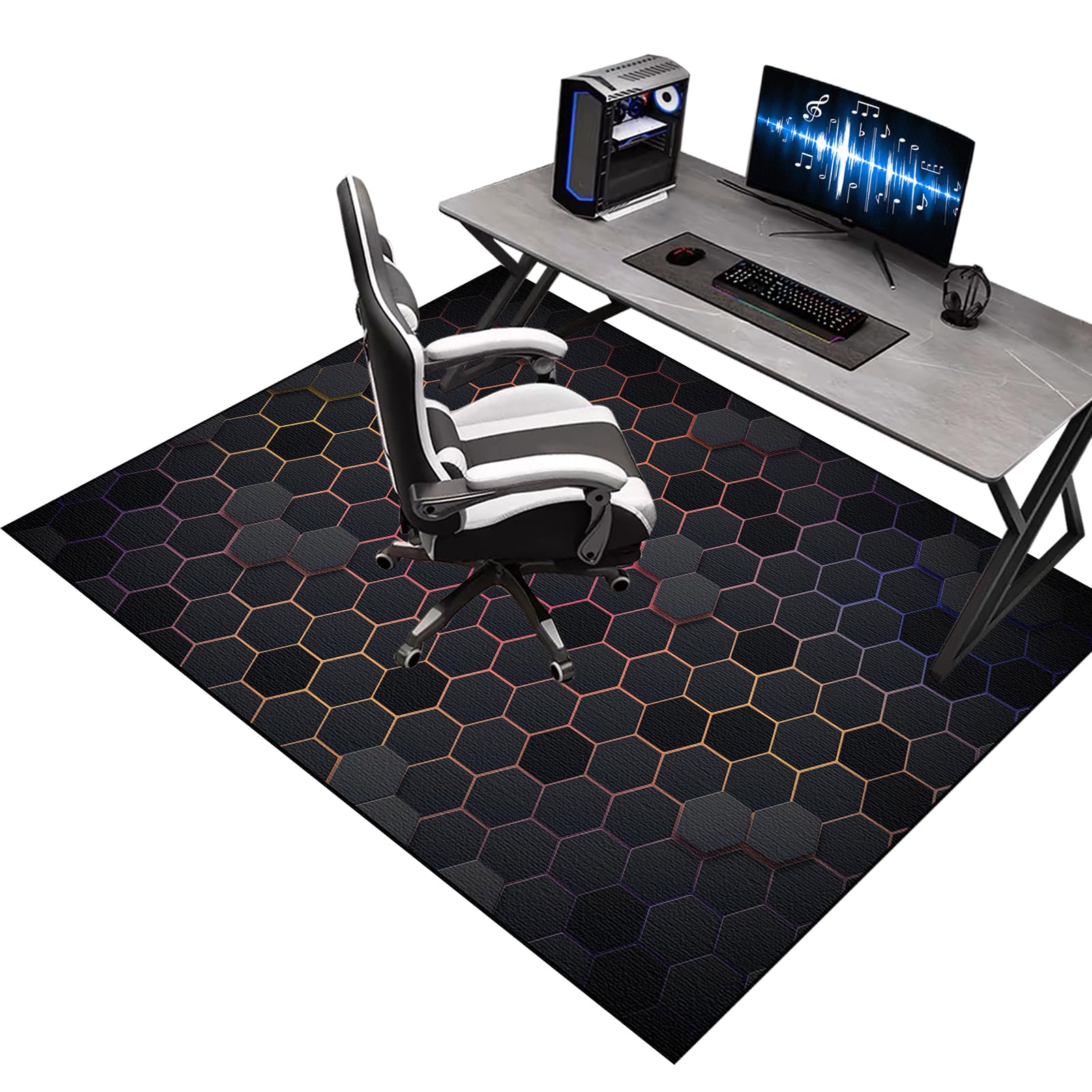 Kqiejuy Colorb954 Heavy Duty Office Gaming Chair Mats For Carpeted And Hardwood Floor, Office Chair Mat For Carpet, Floor Protectors For Rolling Chairs, Desk Chair Mat For Carpeted Floors, Protector Rug 130 X 150 Cm
