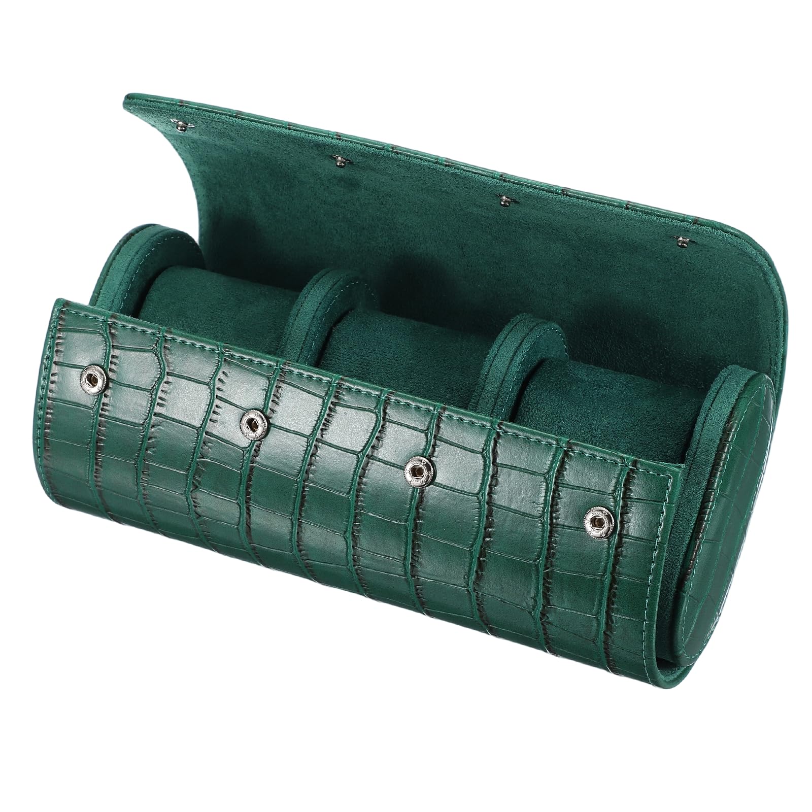 Custodia da viaggio per orologio da uomo in pelle con motivo coccodrillo, astuccio arrotolabile per orologio, scatola portaoggetti portatile per orologio, ideale per Natale, compleanno e anniversari