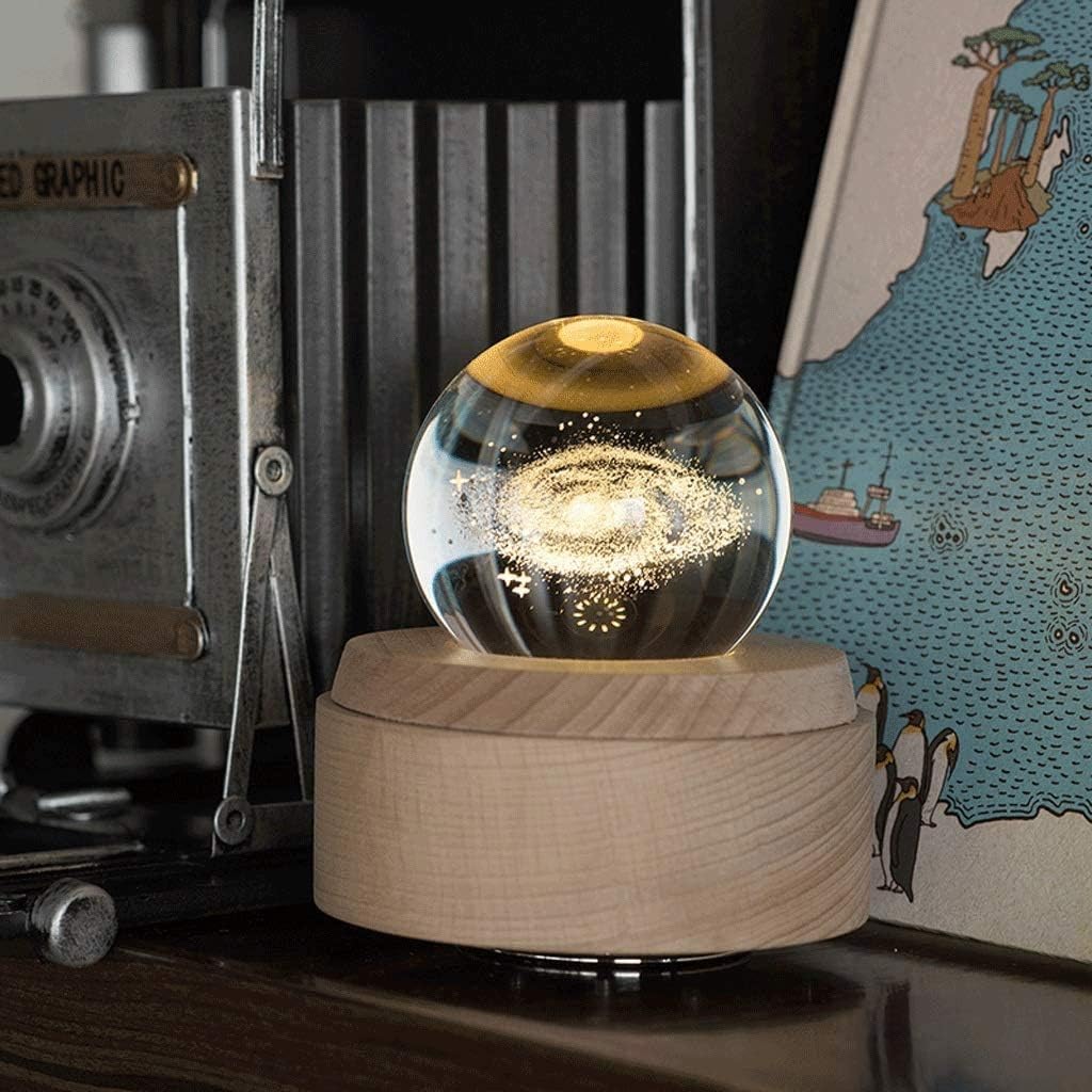 LEDライト、家の装飾のためのクリアクリスタルボールムーンクリスタルボールスタンド、3Dクリスタルボール