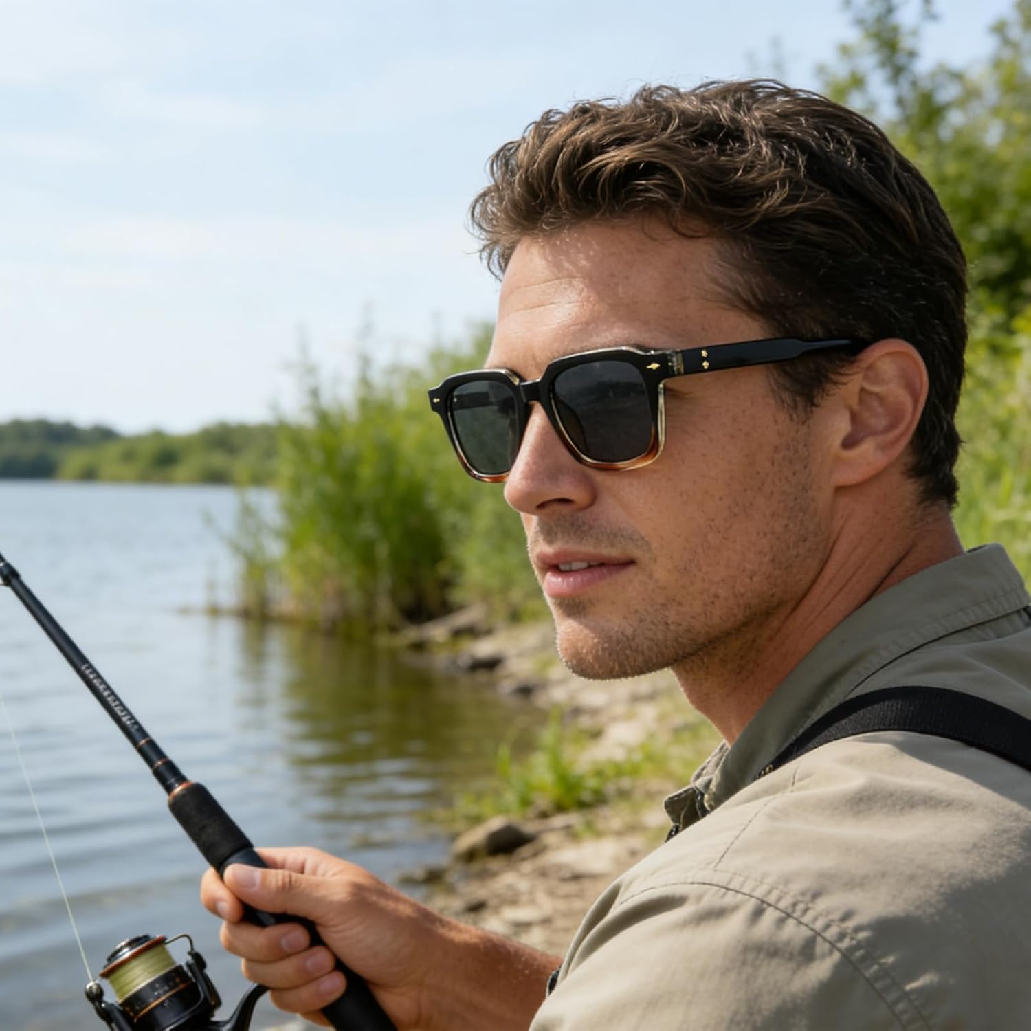 PORADAY Trendy Square Sunglasses for Women Men Fashion Thick Frame Black Sun Glasses Female Vintage Shades - Image 2