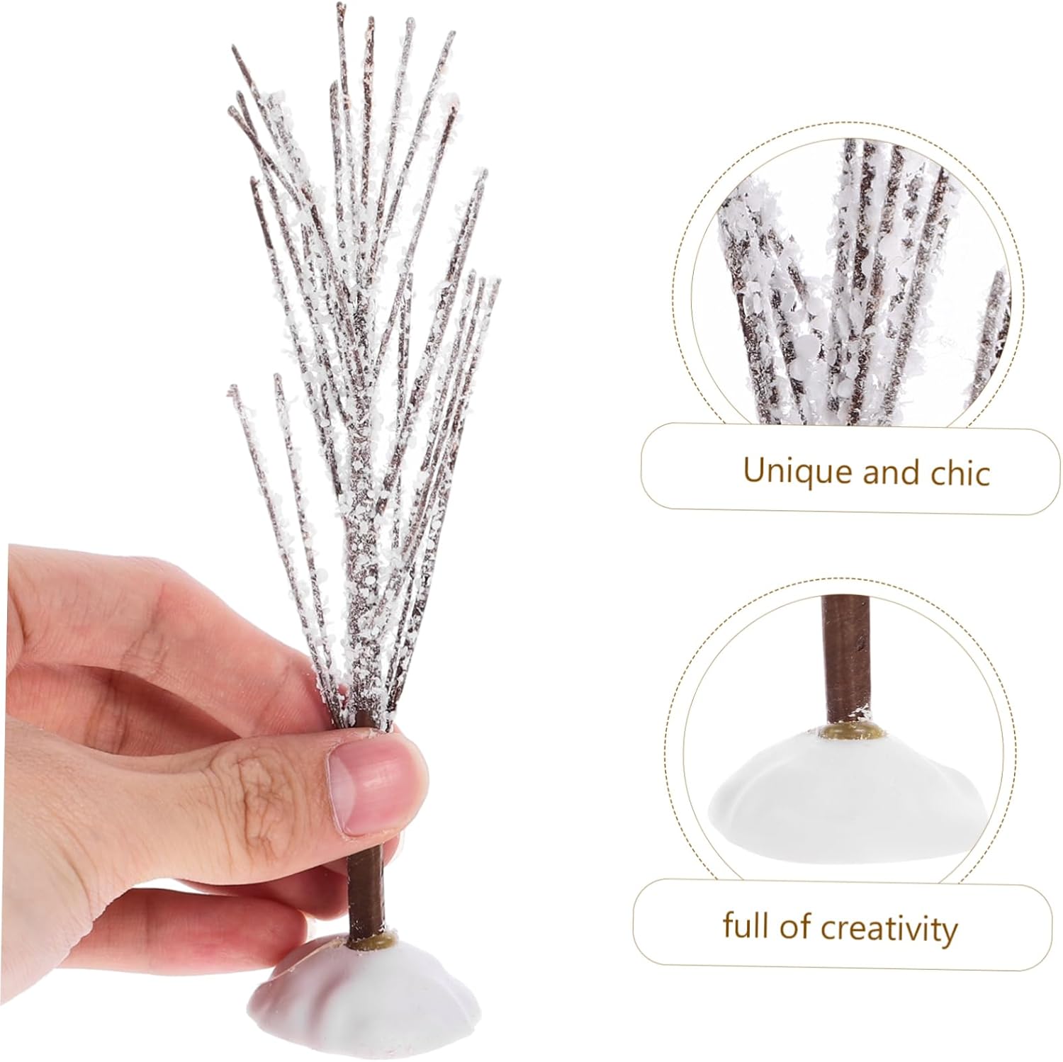 Cabilock 20pcs Iron Wire Tree Statues with Artificial Snow Miniature Tabletop Decor for Christmas and Themed Home for Desktop Display and Giving