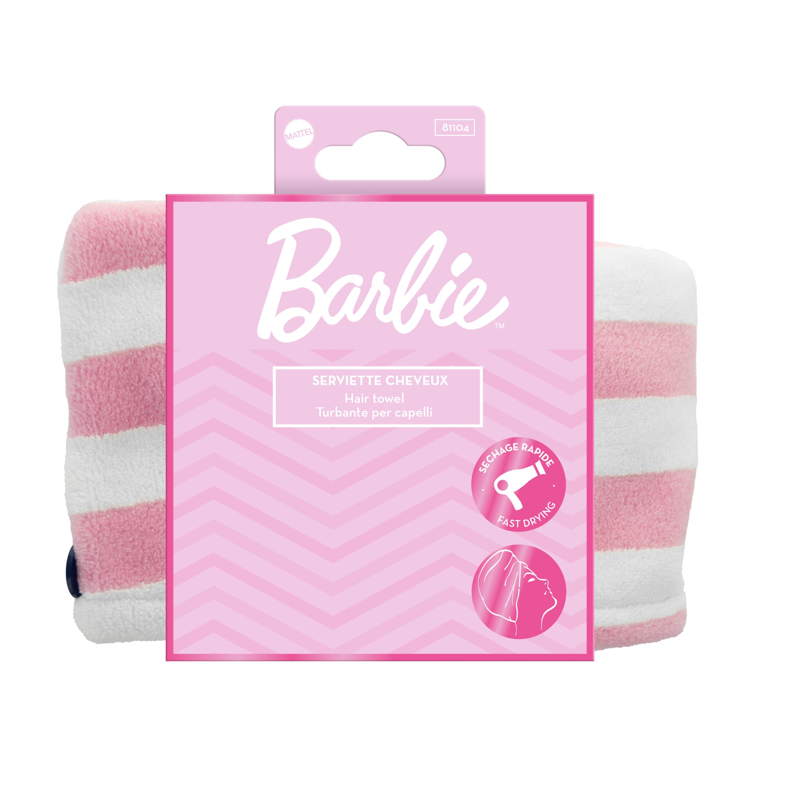 Barbie Serviette Cheveux Microfibre Ultra Douce - Séchage Rapide Sans Chaleur Pour Cheveux Fins