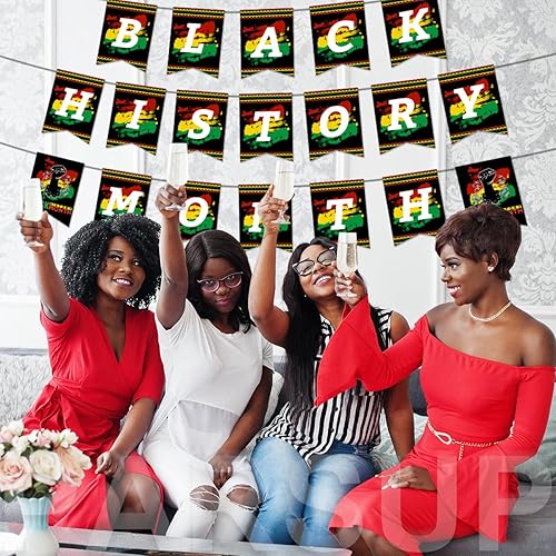 Miniatura 7 de Decoraciones colgantes del mes de la historia negra, pancarta afroamericana, suministros de fiesta del mes de la historia negra, guirnalda de fiesta
