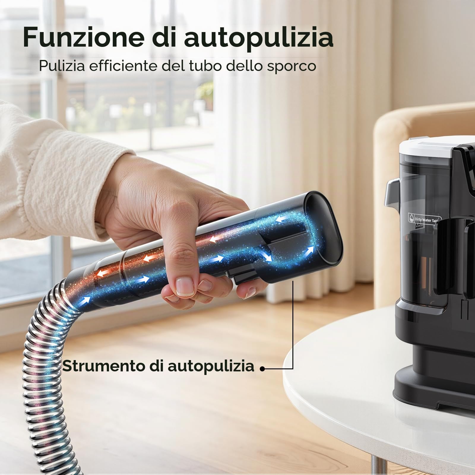 Lubluelu Aspirapolvere bagnato per tappezzeria, dispositivo 18 kPa, 1400 W, pulitore per tappeti, aspirapolvere con riscaldamento rapido a 35-60 °C e autopulente, pulitore portatile per tappeti