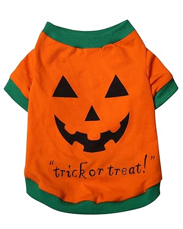 Aslaylme Pet Halloween Puppy Pumpkin Costume T-Shirt for Small Dogs Cats (X-Large(13.2lb-16.1lb), Orange)