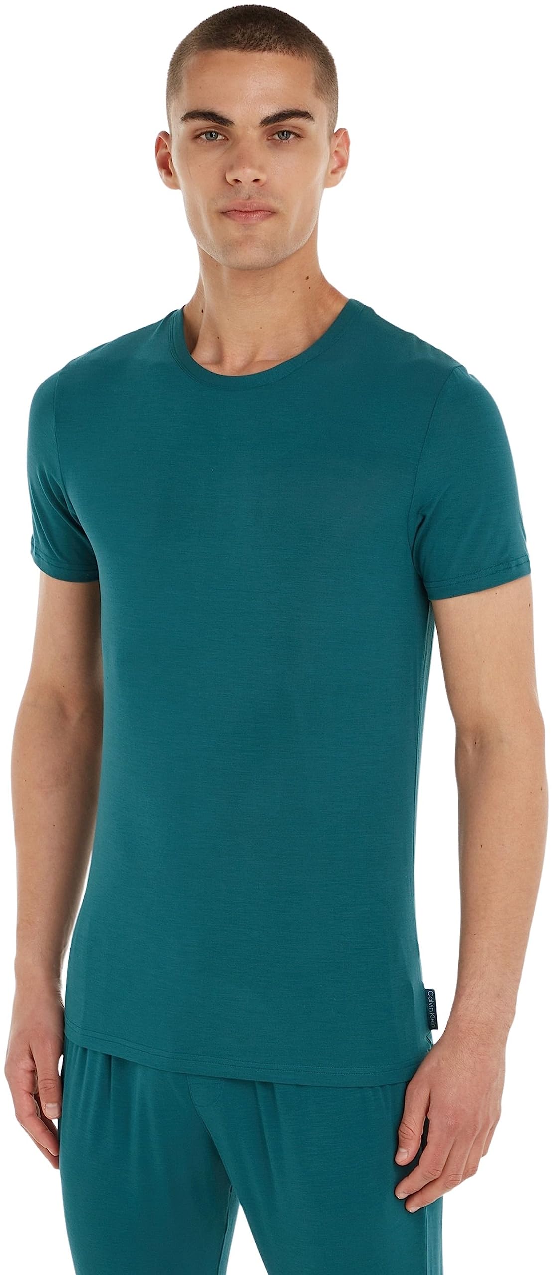 Calvin Klein Herren T-Shirt Kurzarm S/S Crew Neck Stretch, Blau (Atlantic Deep), XL