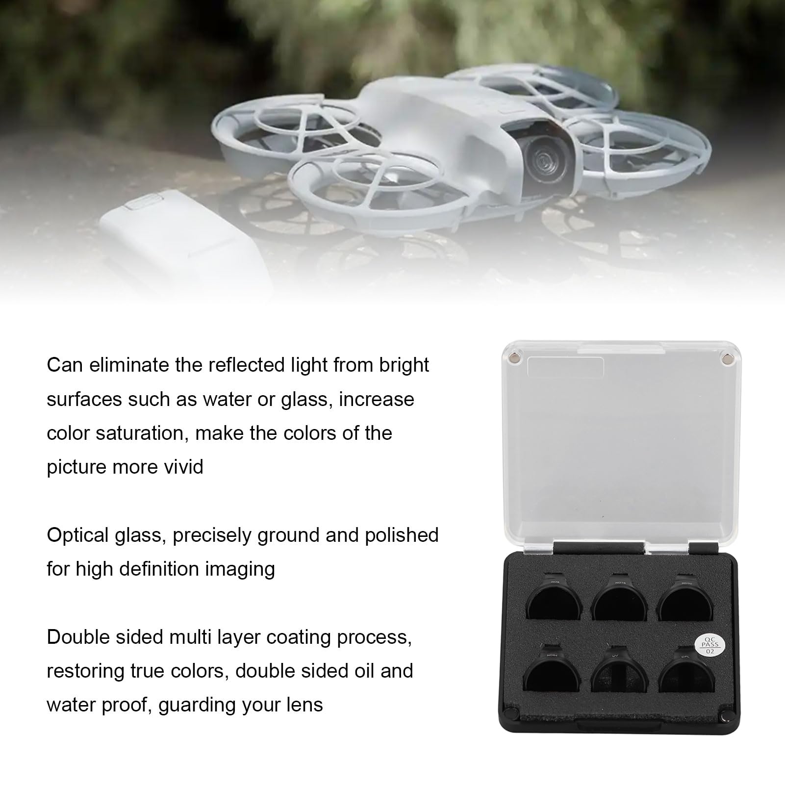 6 Pezzi Kit Filtro Lente per Neo, Vetro Ottico Multistrato UV CPL ND8 ND16 ND32 ND64 Filtri Accessori Drone