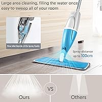 Vista 5 de Spray Wet Mops for Floors Cleaning - EXEGO Refillable Floor Flat Mops with 3 Washable Pads for Swiffer Powermop - Home Commercial Dust Mop for Azul