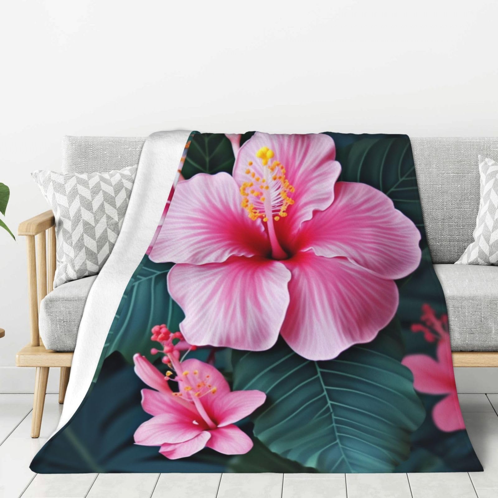 Couverture polaire douce style hawaïen pour soirée canapé et nuit fraîche