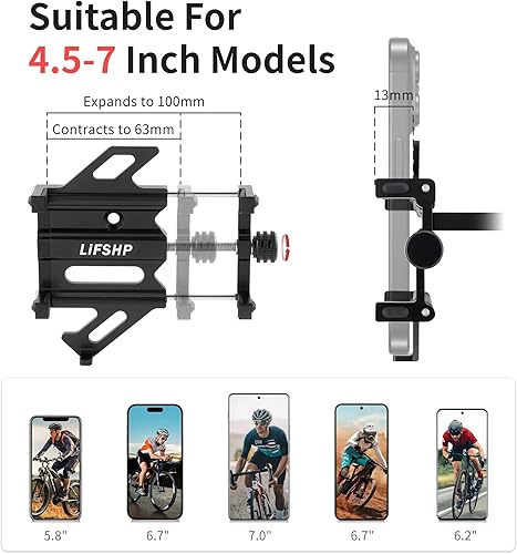 Miniatura 2 de Soporte para teléfono de bicicleta, soporte de teléfono para motocicleta, soporte de aleación de aluminio para bicicleta de montaña para iPhone 15