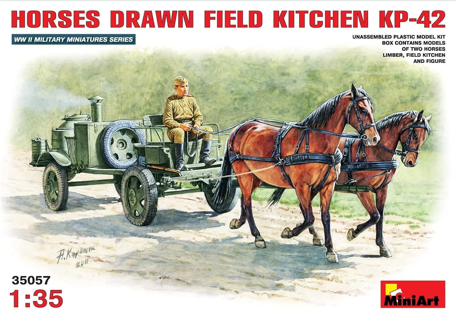 MiniArt 1:35 Scale Soviet Field Kitchen w/Horses Plastic Model Kit