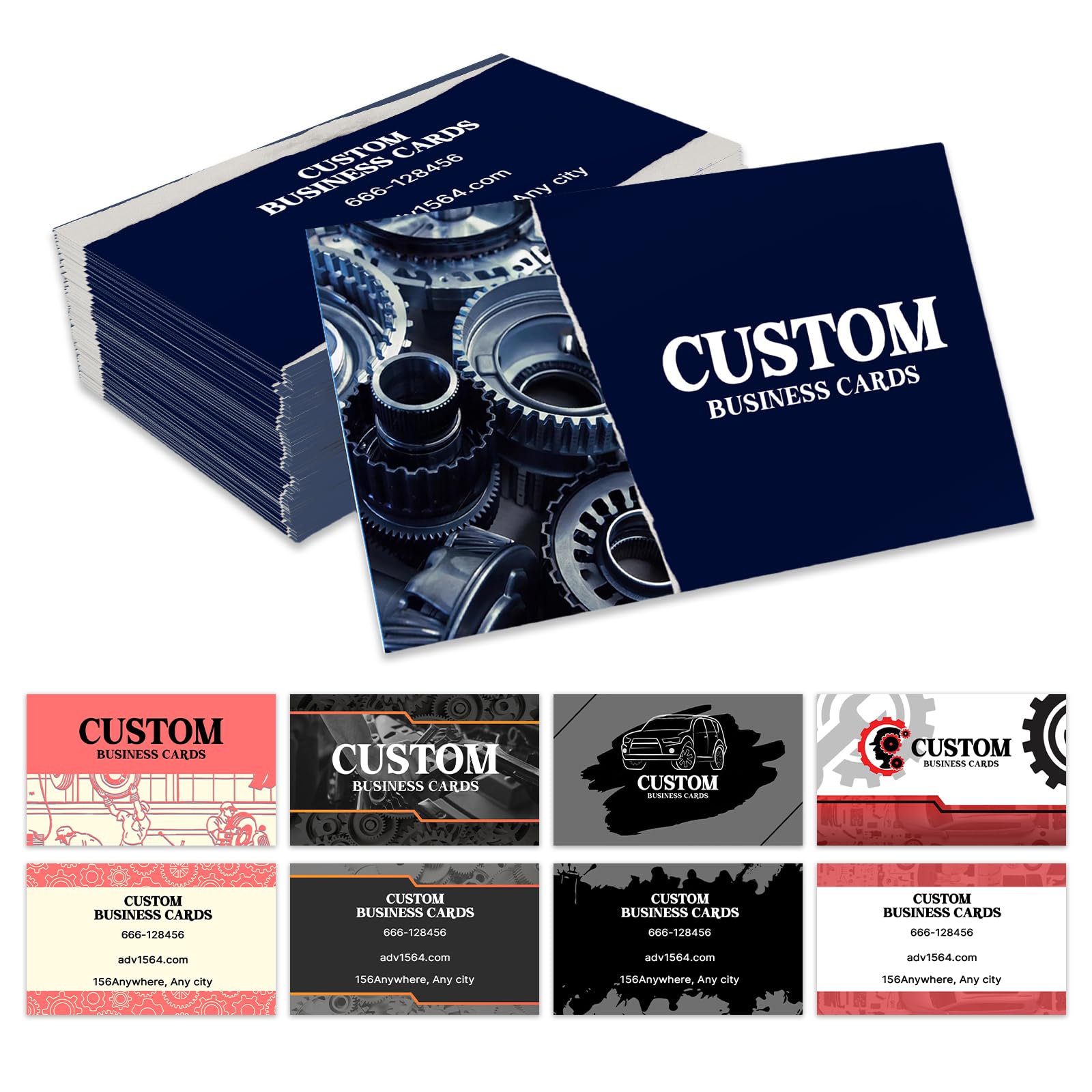 Custom Business Cards, Customizable Logo/Text/QR Code Double-Sided Printable 300gsm Waterproof Matte Paper for Car Dealer, Auto Repair Shop