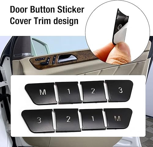 Miniatura 5 de 12 calcomanías para botón de desbloqueo de puerta con memoria de asiento de automóvil, ajuste de botón de interruptor, repuesto para Benz C Clase E