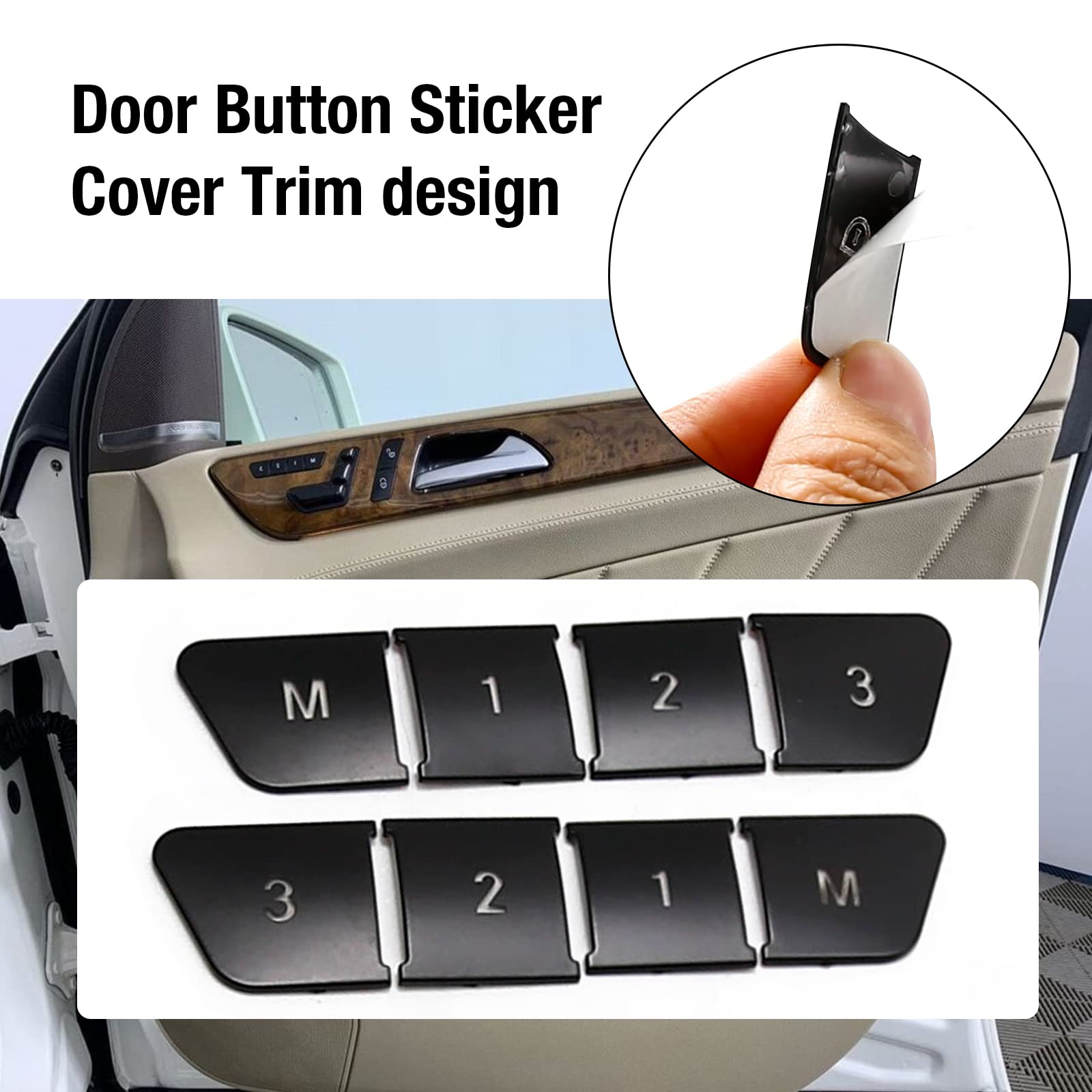 Mercedes Button Sticker Set - Door Lock/Unlock & Memory Seat Switch Cover For W204 C300, E-Class, More (2008-2014)