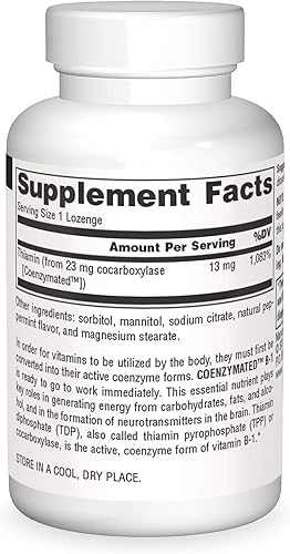 Miniatura 7 de Source Naturals Coenzymated B-1 25mg Tiamina Cocarboxilasa de acción rápida Disolución Rápida - 60 Pastillas
