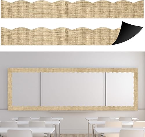 12 tiras magnéticas de arpillera para tablón de anuncios, borde de aula, para profesores, oficina, pizarra, decoración de pizarra blanca