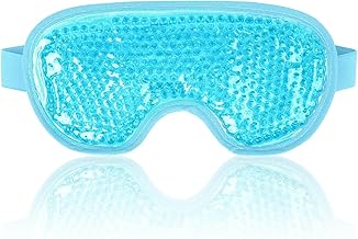 JUDEE Reusable Gel Beads Eye Mask for Sleeping – Hot & Cold Therapy Eye Pillow for Relaxation and Comfort – Soft, Adjustable Sleep Mask (Blue)