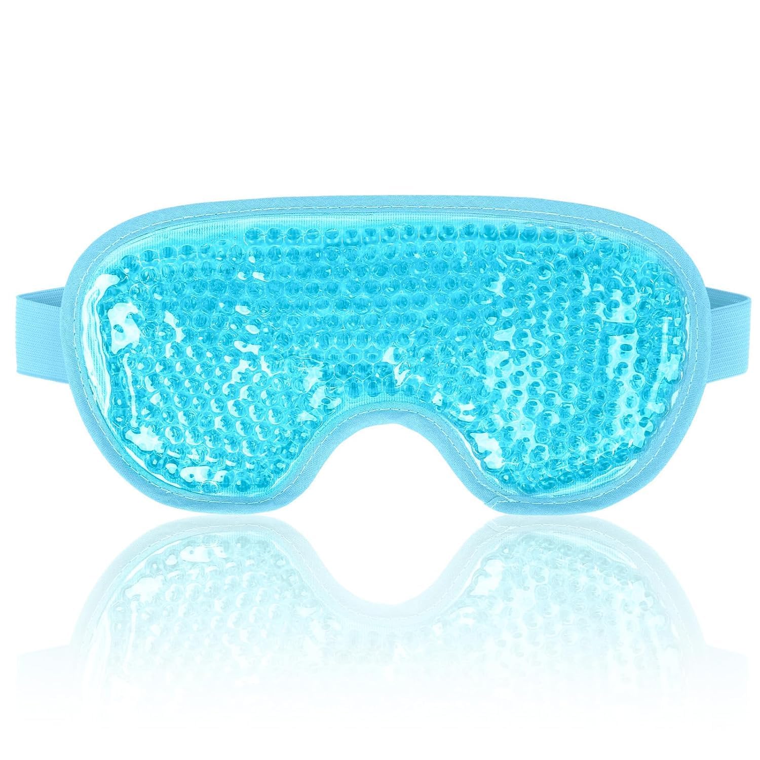 Gel Bead Eye Mask, Blue, Hot and Cold Therapy, Reusable, for Puffy Eyes and Headache Relief-image-45