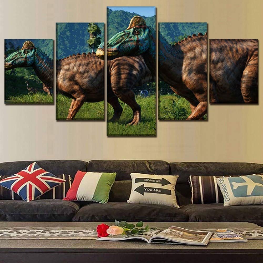 HGFHGD Canvas Painting 5 Pieces of Evolution Dinosaur HD Print Living Room Bedroom Mural Decorative Wall Art