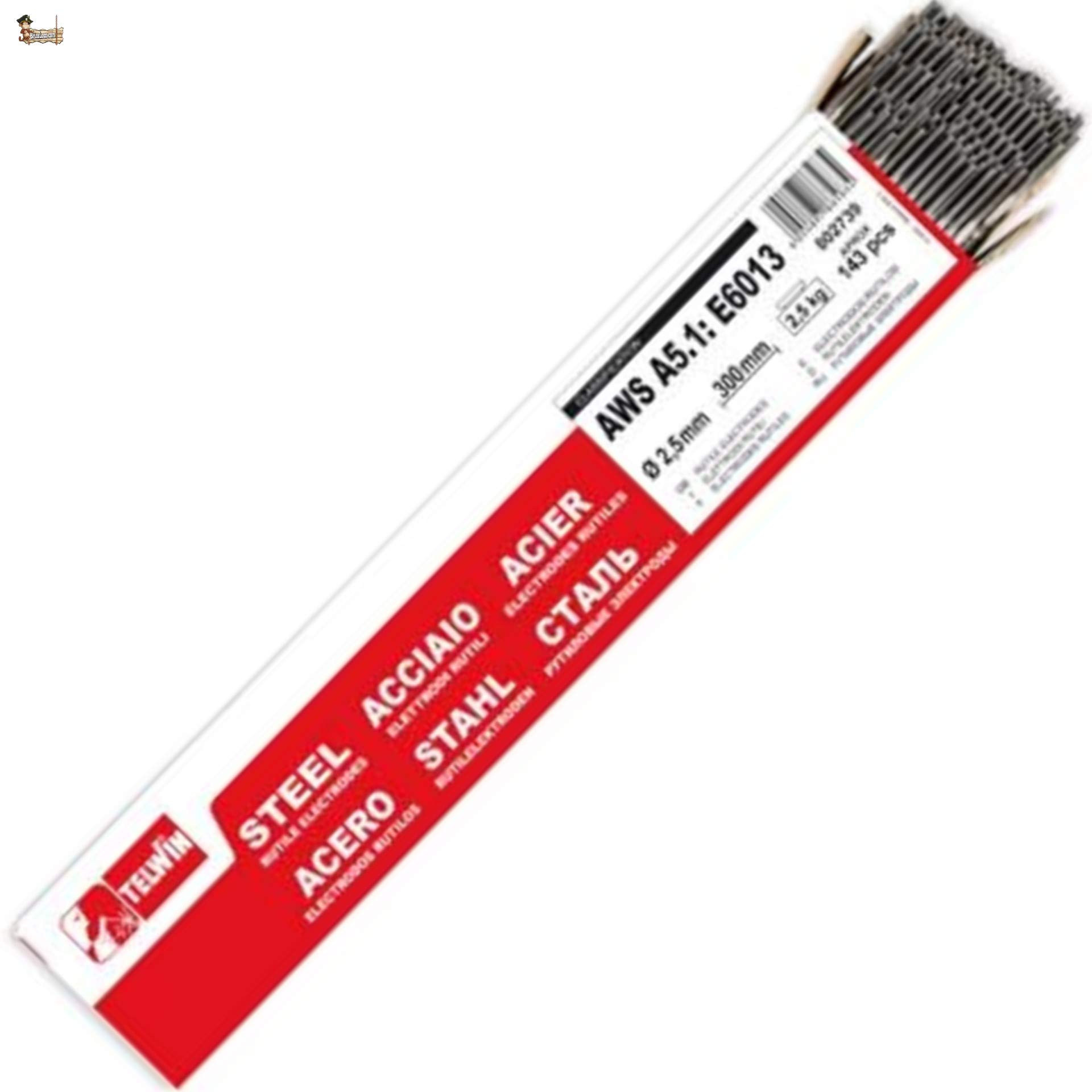 BricoLoco Electrodos soldadura rutilo para soldar hierro y acero. 2,5x300 mm. Paquete 143 uds. Proporcionan buena estabilidad del arco. Revestidos revestimiento especial. (5)