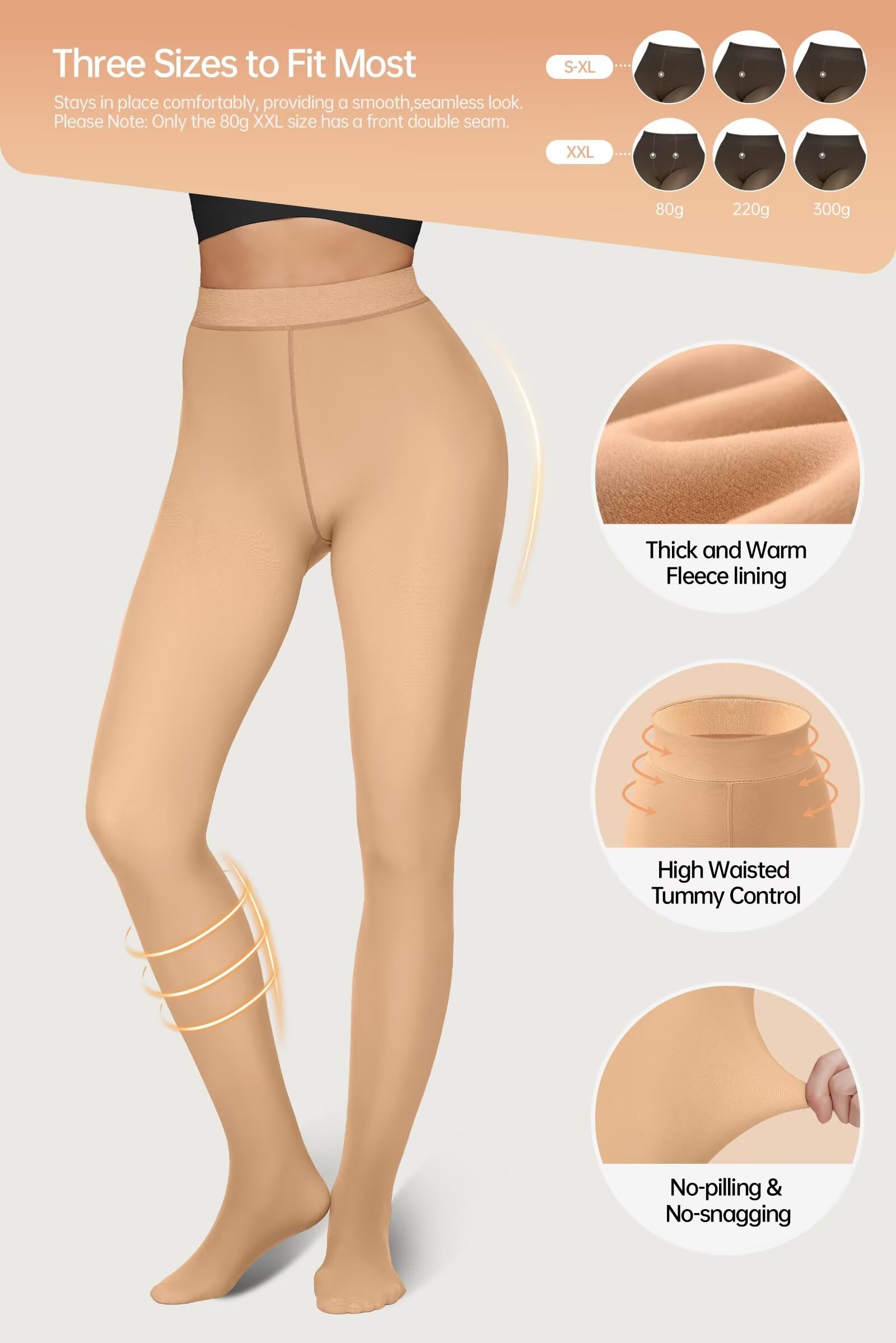 Vertvie Collant foderati in pile per le donne collant termici finti traslucidi invernali caldi collant a vita alta leggings spessi
