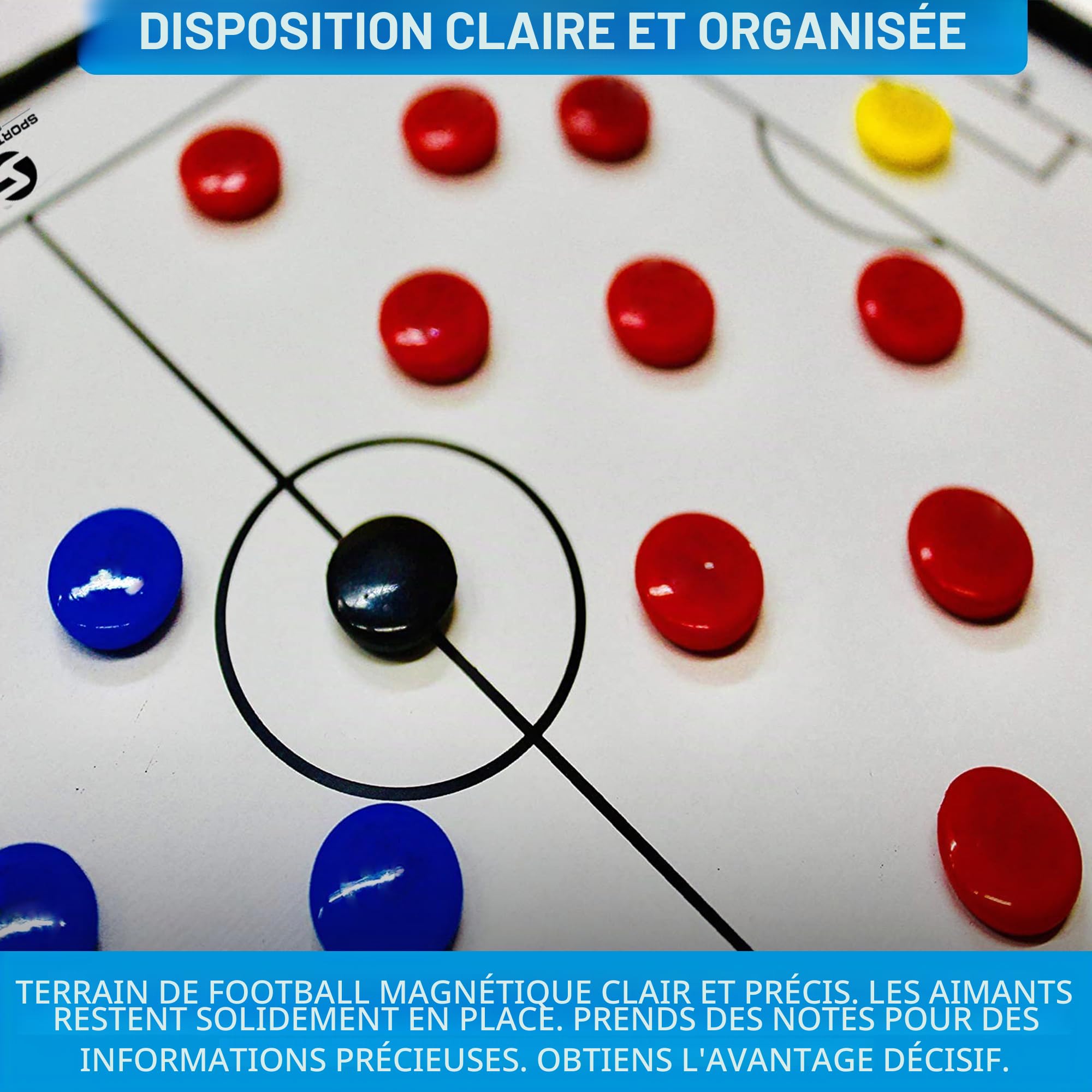 dossier de l'entraîneur de football avec tableau tactique et accessoires | Pochette d'entraînement | Classeur tactique pour entraîneur de football |
