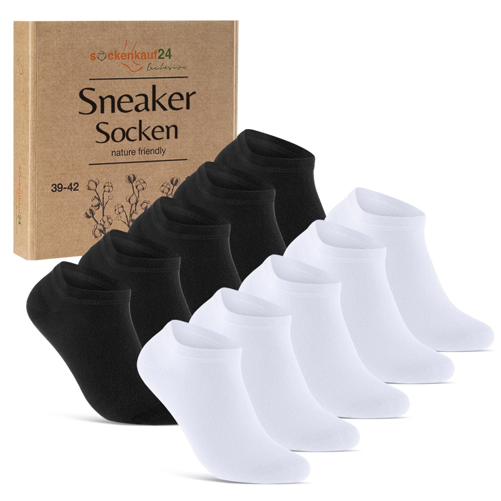 10 Pairs of Premium Trainer Socks for Men and Women Made of Combed Cotton with Comfort Waistband without Pressing Seam