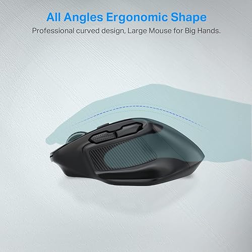 Miniatura 3 de E-YOOSO Mouse inalámbrico grande, mouse grande X-31 para manos grandes, 5 niveles 4800 DPI, 6 botones grandes Ergo, batería de 18 meses de duración