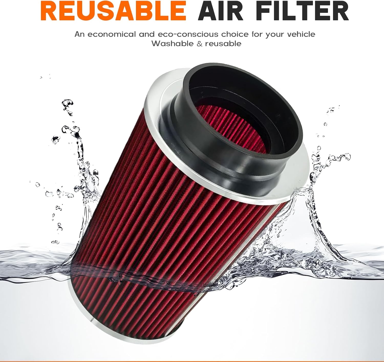 3/3.5/4 Inch High Performance Cone Air Filter,76mm 89mm 100mm Universal Clamp,On Washable & Reusable Closed Top Cool Air Intake Filter for Cars,Racing Sport Vehicles Red