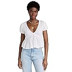 Free People Women's Charlotte Top, Ivory, White, L
