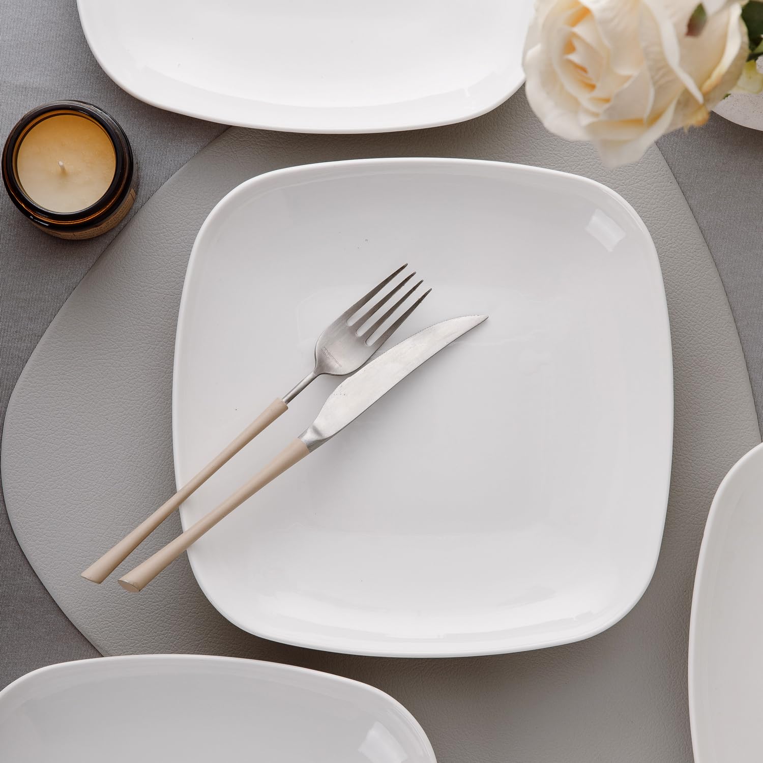Amazon.com | KITCHENLESTAR Ceramic Square Dinner Plates,9 Inch