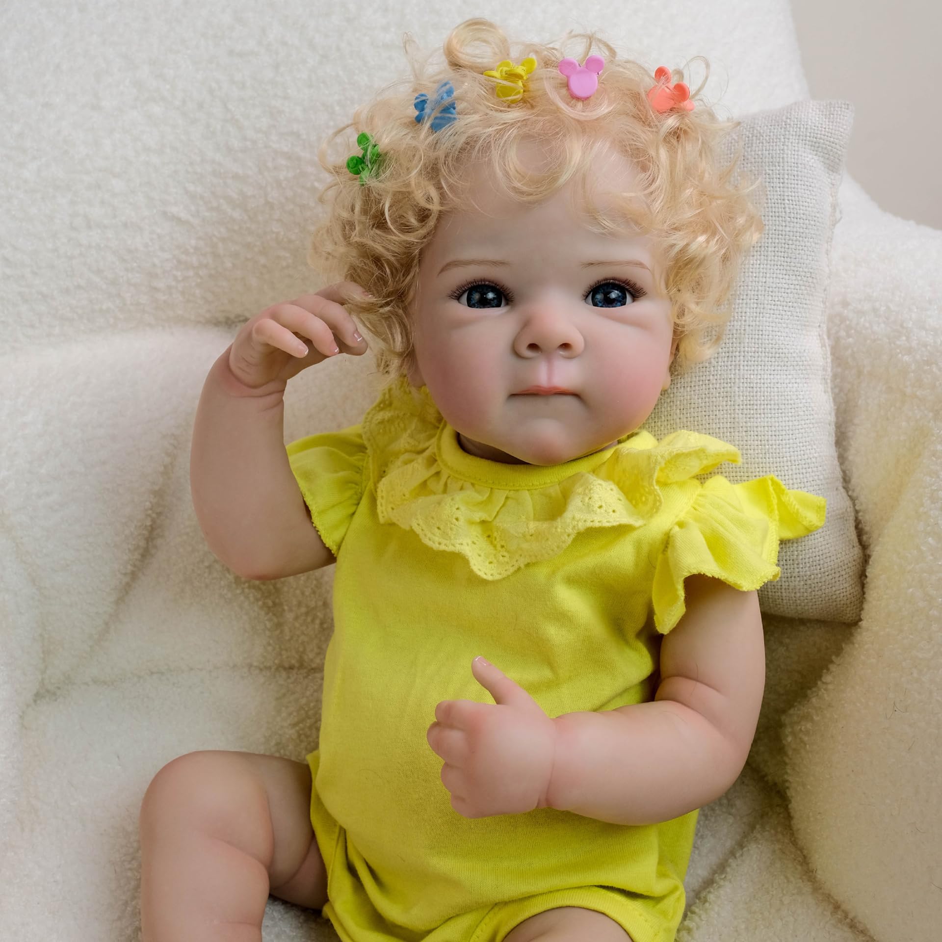 YIHANGG 47cm Bambolotto Bambina Reborn Bambole Reborn Femmine Realistiche di Silicone Appena Nate Capelli Biondi Bambola Neonato Reborn Compleanno Natale Regalo