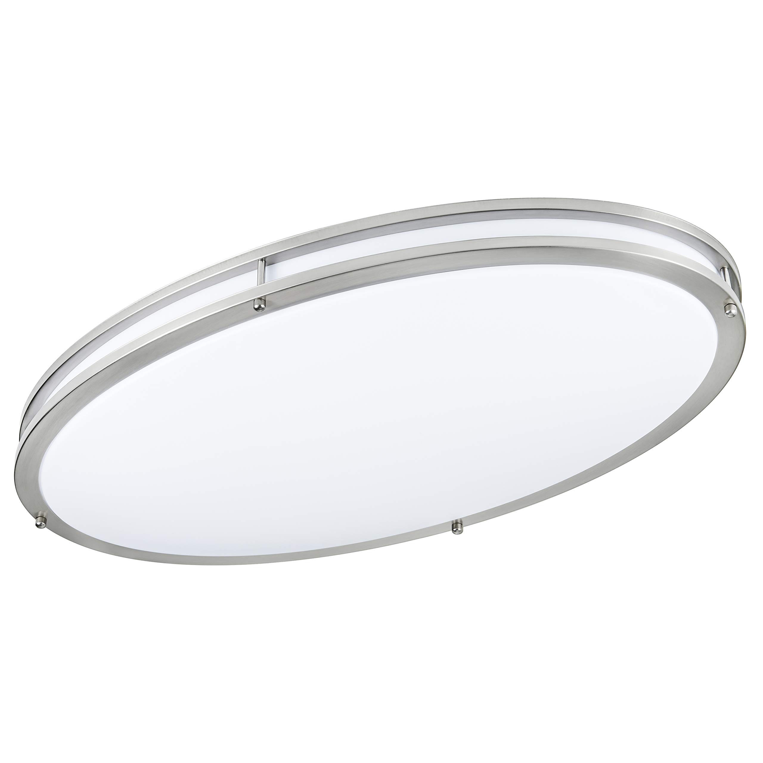 Oval LED Flush Mount Ceiling Lighting, Brushed Nickel, 32-Inch 3000K Warm White, 40W, Dimmable, ETL Listed
