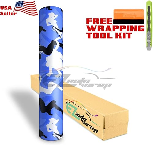 Vista 88 de EZAUTOWRAP - Kit de herramientas gratuito de camuflaje digital azul, diseño de camuflaje de vid para automóvil, motocicleta, liberación de aire, sin