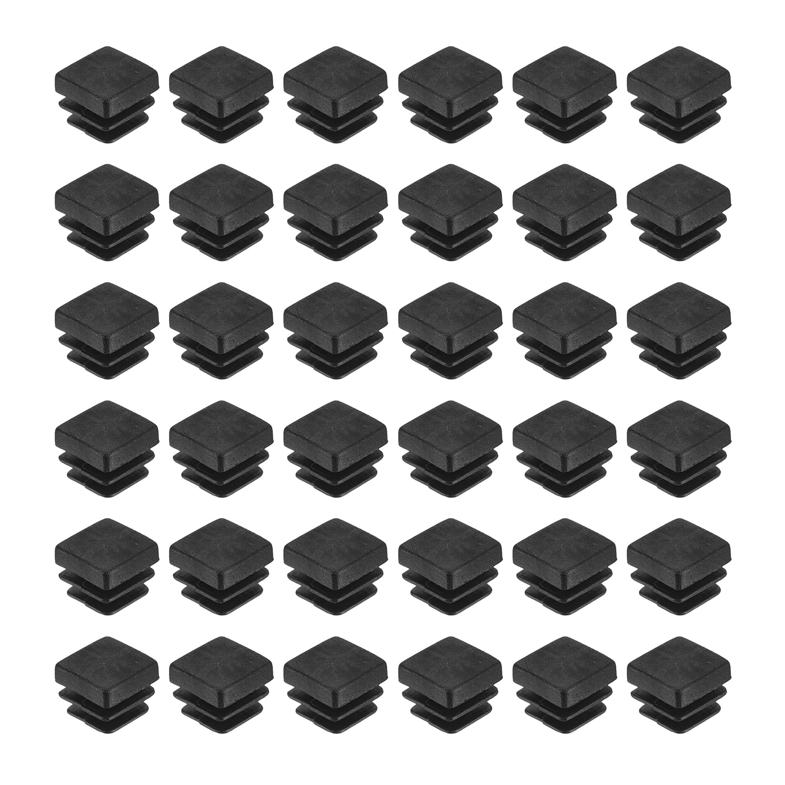 uxcell 38Pcs Square Plastic Plugs, 10 x 10mm/0.39 x 0.39inch PE Pipe Tubing End Caps for 9mm/0.35inch Square Tube Furniture Chair Leg, Black