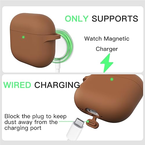 Miniatura 3 de Brujula Funda protectora de silicona para AirPods 4 con ANC, compatible con AirPods de 4 generación 2024 (marrón, AirPods 4 con ANC)
