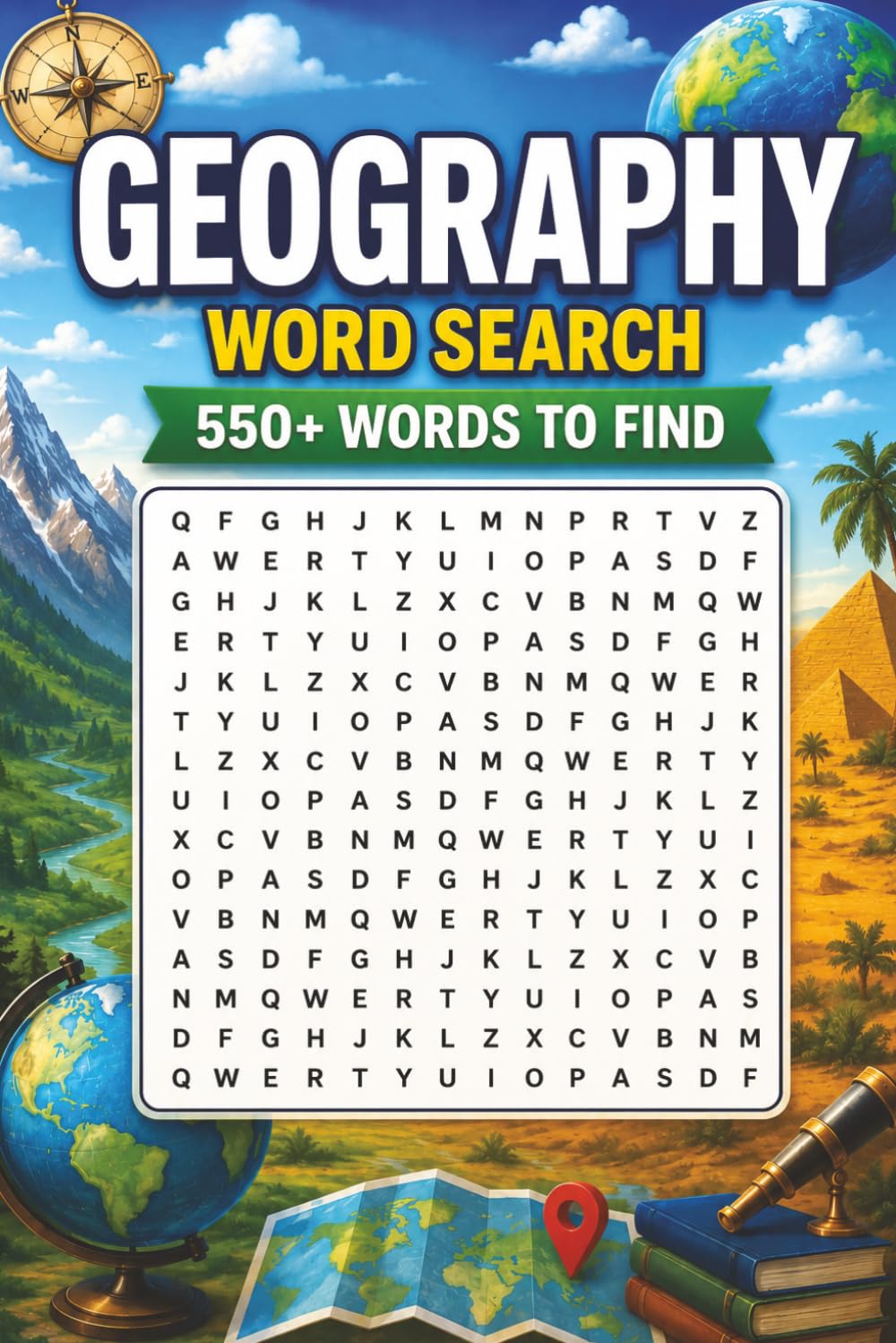 Geography Word Search: Puzzle book with 450+ words related to Geography in the United States