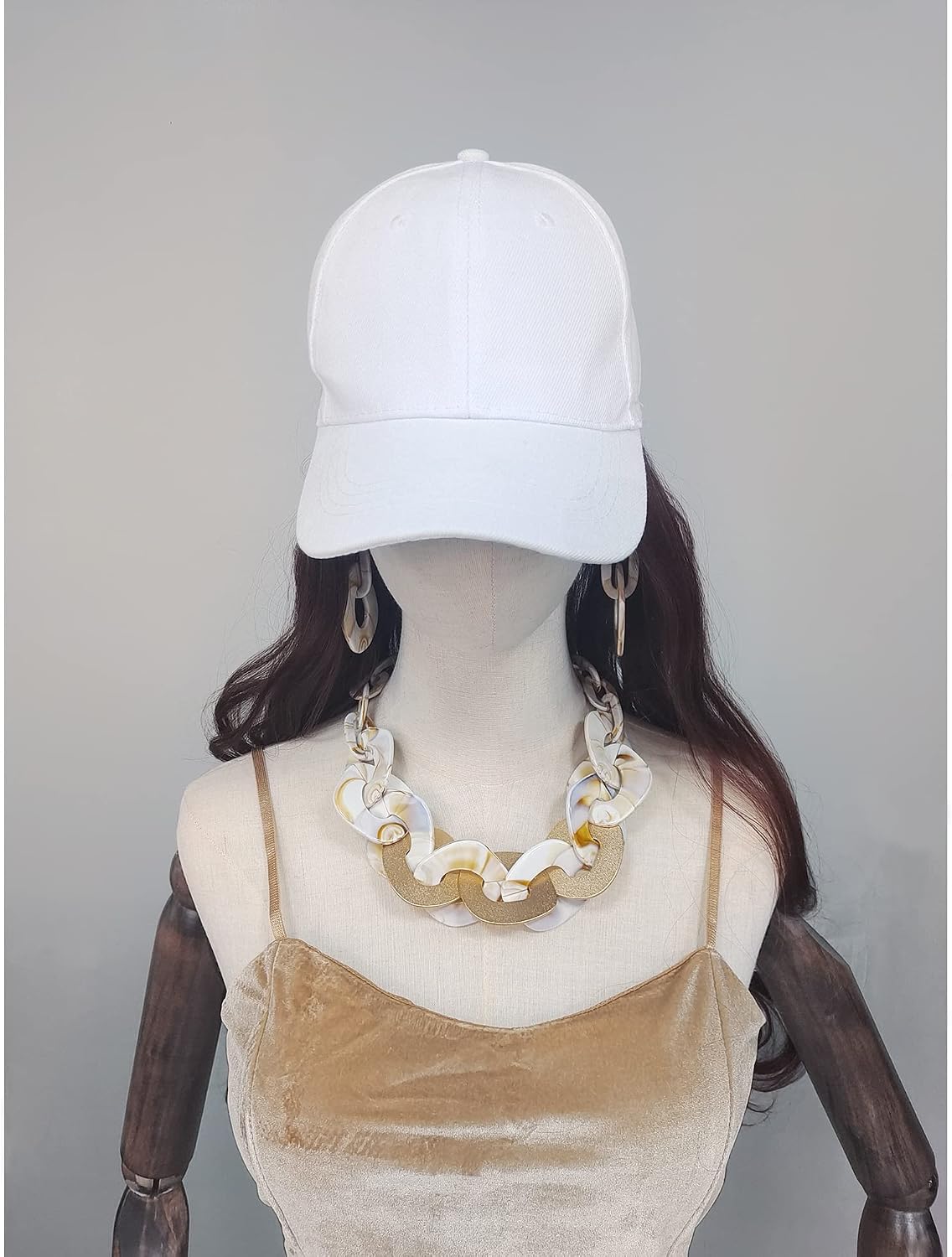 Coiris Statement Chunky Necklace Metal Punk Acrylic Cuban Link Chain Necklaces Bohemian Tortoise Shell Acrylic Resin Chain Link