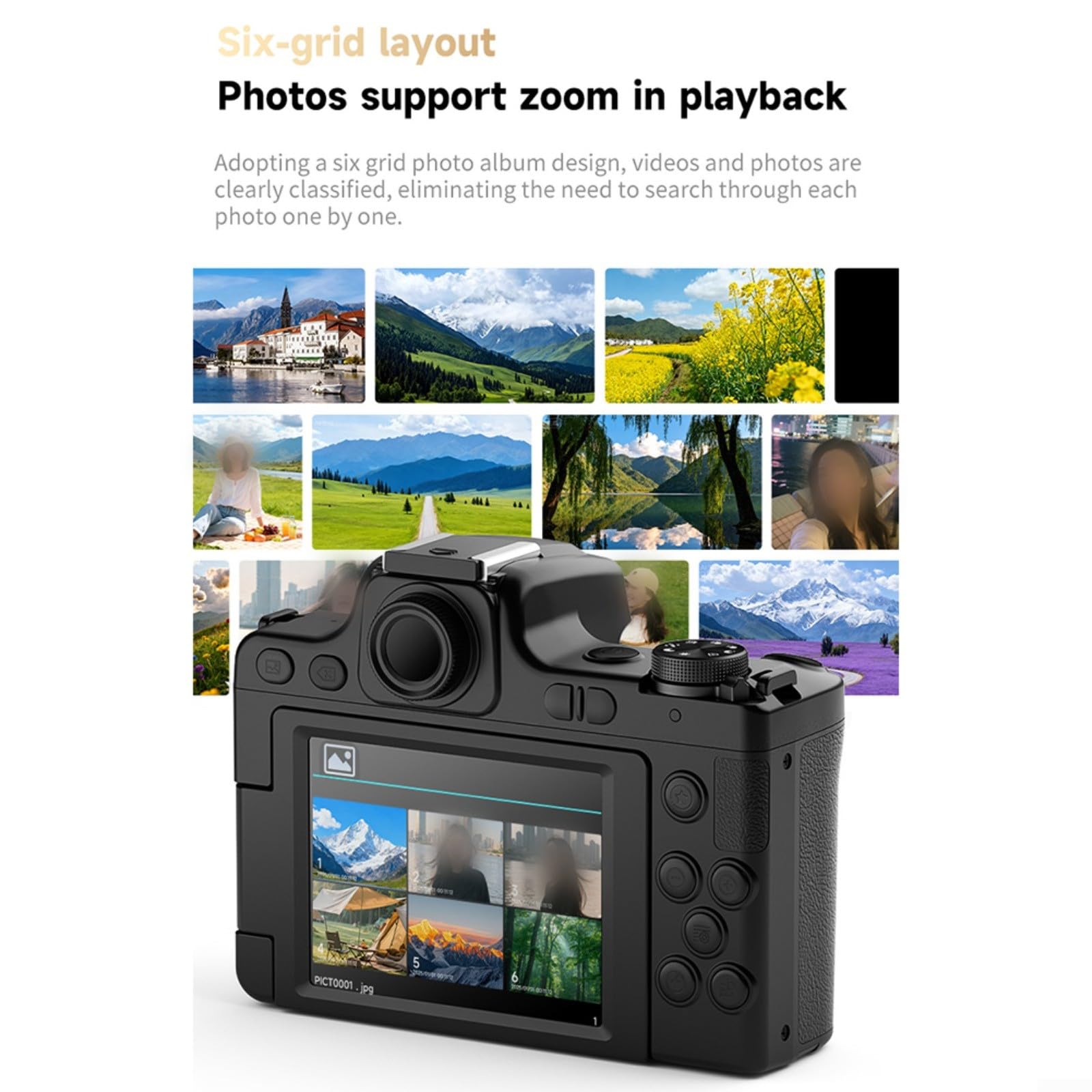 Cámara digital 4K 68MP Vlogging y fotografía, pantalla abatible de zoom 28X WiFi, compatible con micrófono externo (DC101 negro)